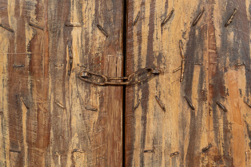 Biscottini Porta portone in legno massello e ferro da interno o da esterno vecchia e antica medievale scorrevole