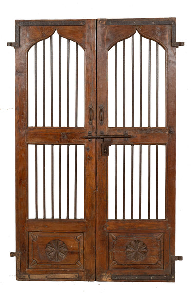 Biscottini Porta portone in legno massello e ferro da interno o da esterno vecchia e antica medievale