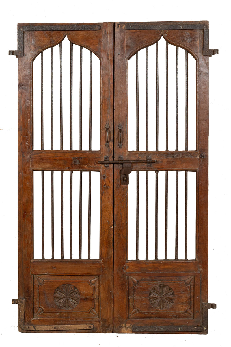 Biscottini Porta portone in legno massello e ferro da interno o da esterno vecchia e antica medievale