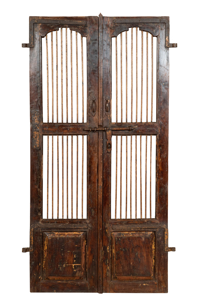 Biscottini Porta portone in legno massello e ferro da interno o da esterno vecchia e antica medievale