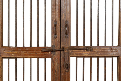 Biscottini Porta portone in legno massello e ferro da interno o da esterno vecchia e antica medievale scorrevole