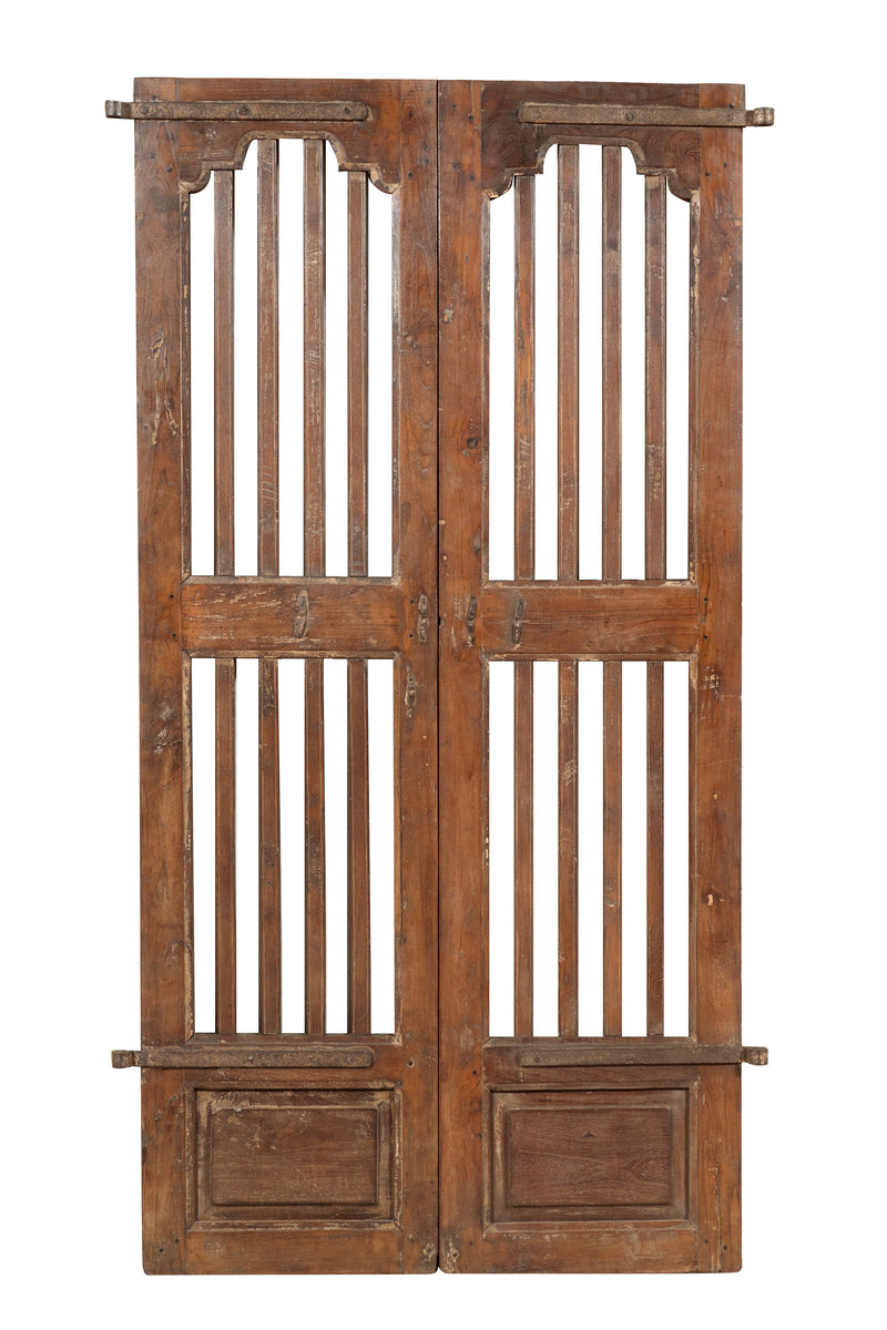 Biscottini Porta portone in legno massello e ferro da interno o da esterno vecchia e antica medievale scorrevole