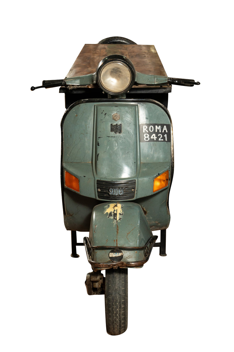 Biscottini Consolle in Ferro e Legno, Vespa Ristrutturata come Consolle per Arredo per la Casa