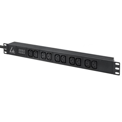 Lanview LVR-3MIEC-AMP-10C13 unità di distribuzione dell'energia [PDU] 10 presa[e] AC 1U Nero (19 rack mount power strip, - 1U, 16A with 10 x C13 socket, - AMP meter and 3m power cord and IEC 60309 16