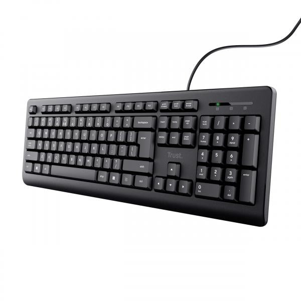 Tastiera Integrale Trust Basic - Tasti silenziosi - USB - Nero