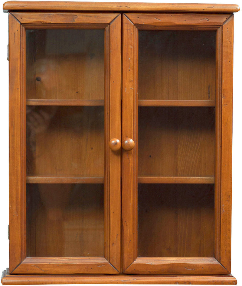 Biscottini Vetrinetta Country da appendere in legno massello di tiglio finitura noce. Made in Italy