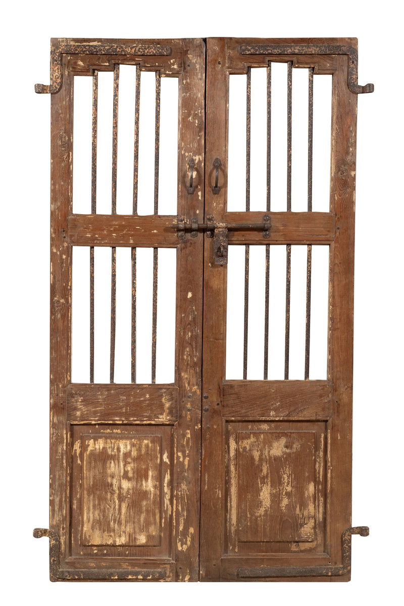 Biscottini Porta portone in legno massello e ferro da interno o da esterno vecchia e antica medievale scorrevole