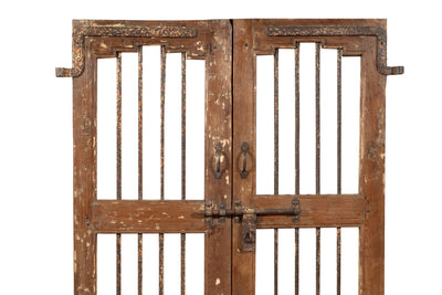 Biscottini Porta portone in legno massello e ferro da interno o da esterno vecchia e antica medievale scorrevole