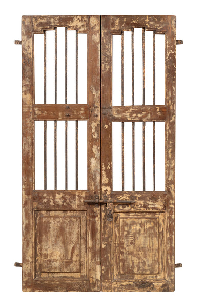 Biscottini Porta portone in legno massello e ferro da interno o da esterno vecchia e antica medievale scorrevole