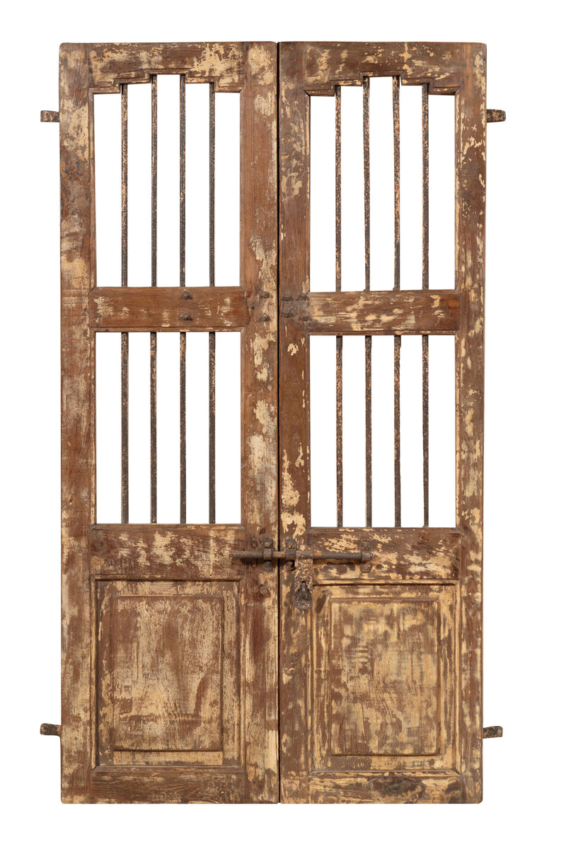 Biscottini Porta portone in legno massello e ferro da interno o da esterno vecchia e antica medievale scorrevole