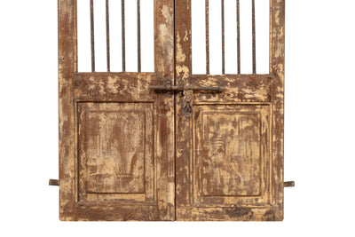 Biscottini Porta portone in legno massello e ferro da interno o da esterno vecchia e antica medievale scorrevole