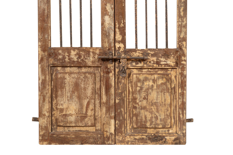 Biscottini Porta portone in legno massello e ferro da interno o da esterno vecchia e antica medievale scorrevole