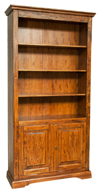 Biscottini Libreria in legno massello di tiglio finitura noce L108xPR38xH211 cm. Made in Italy