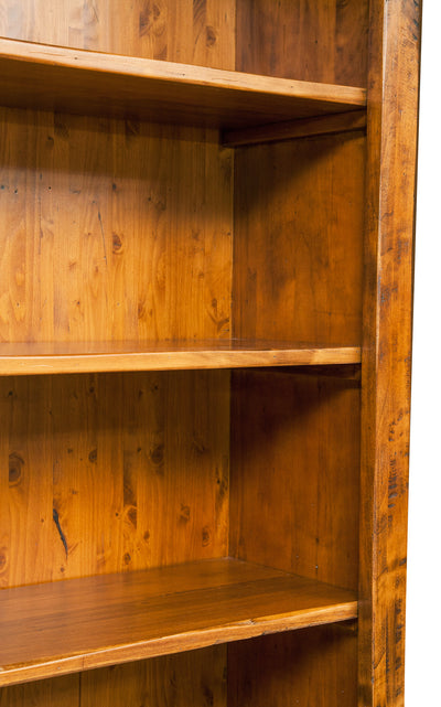 Biscottini Libreria in legno massello di tiglio finitura noce L108xPR38xH211 cm. Made in Italy