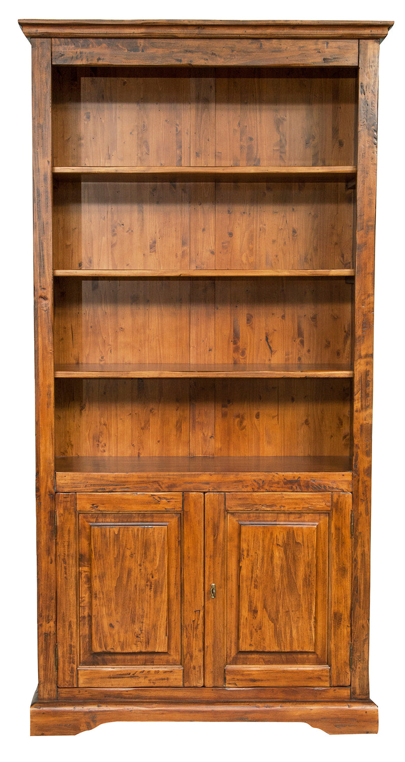 Biscottini Libreria in legno massello di tiglio finitura noce L108xPR38xH211 cm. Made in Italy