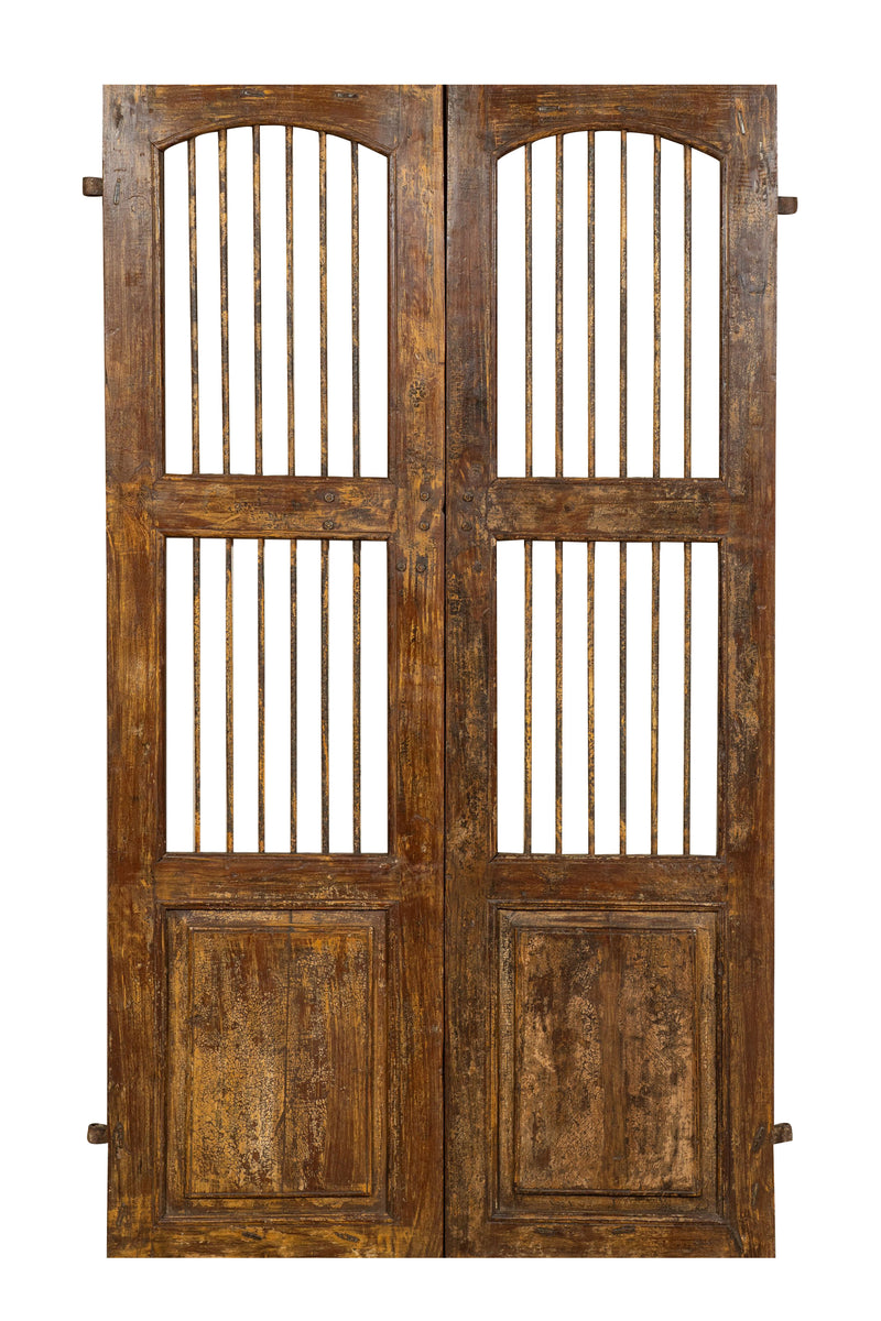 Biscottini Porta portone in legno massello e ferro da interno o da esterno vecchia e antica medievale scorrevole