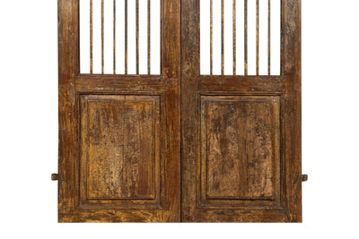 Biscottini Porta portone in legno massello e ferro da interno o da esterno vecchia e antica medievale scorrevole