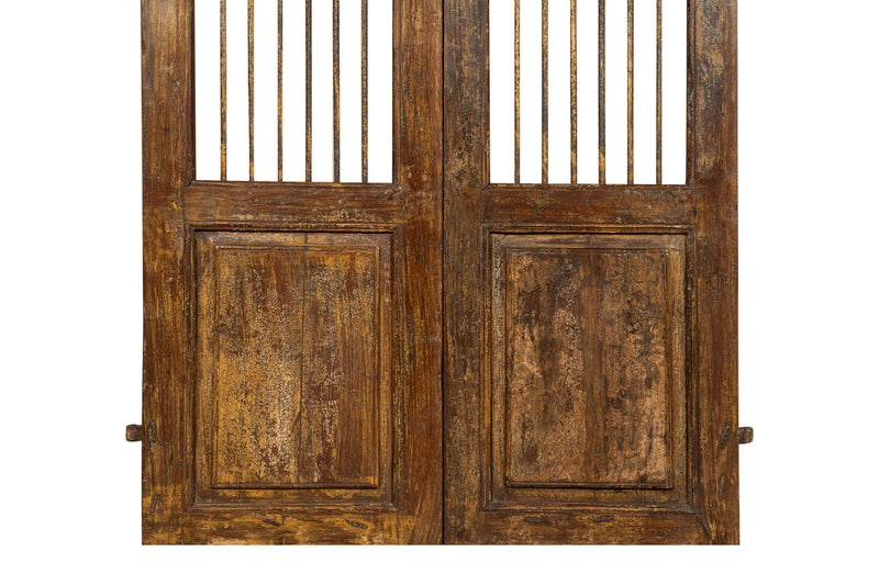 Biscottini Porta portone in legno massello e ferro da interno o da esterno vecchia e antica medievale scorrevole