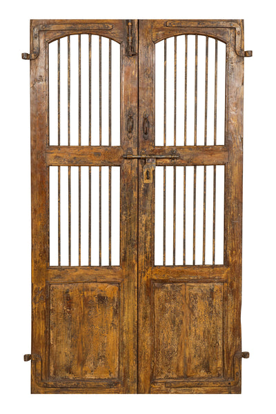 Biscottini Porta portone in legno massello e ferro da interno o da esterno vecchia e antica medievale scorrevole