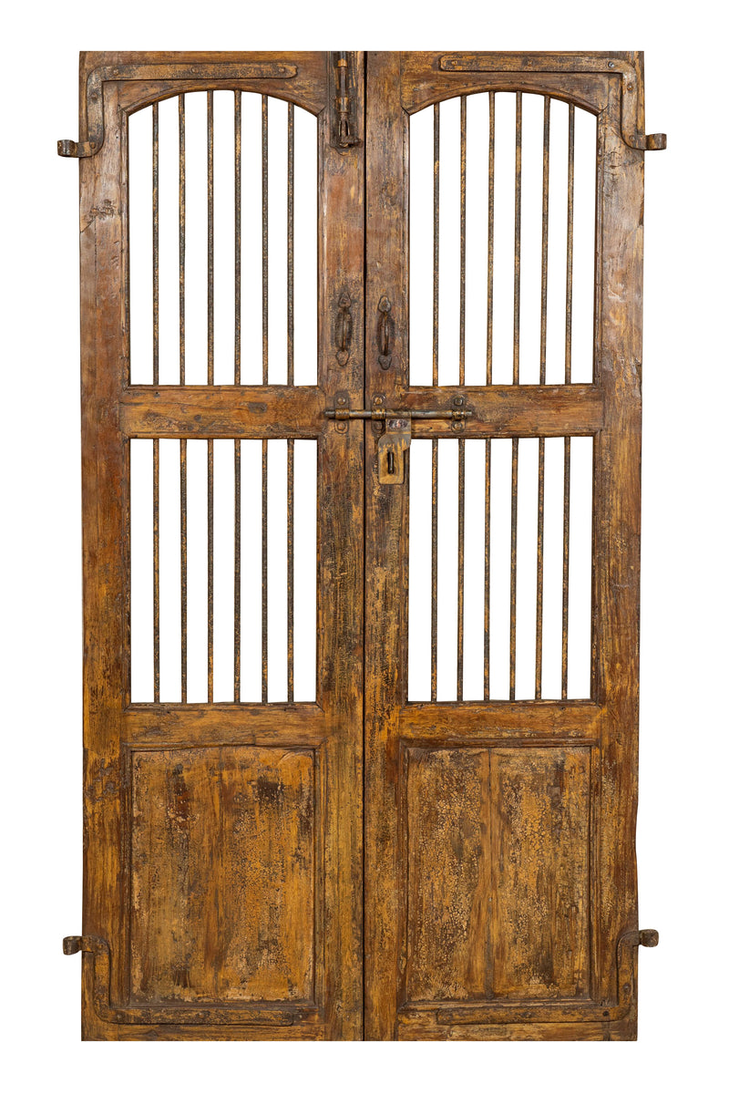 Biscottini Porta portone in legno massello e ferro da interno o da esterno vecchia e antica medievale scorrevole