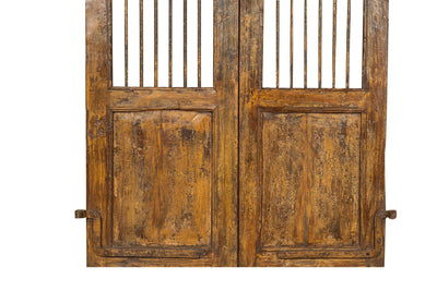 Biscottini Porta portone in legno massello e ferro da interno o da esterno vecchia e antica medievale scorrevole