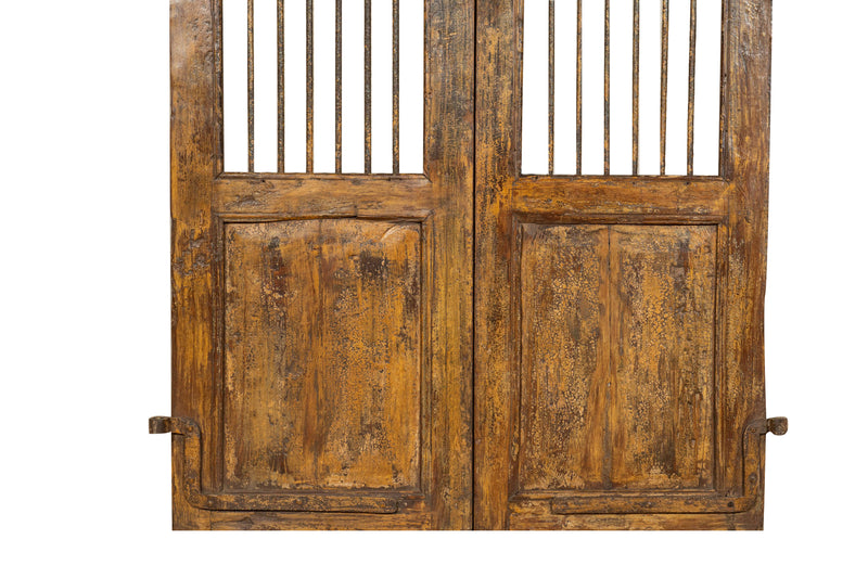 Biscottini Porta portone in legno massello e ferro da interno o da esterno vecchia e antica medievale scorrevole