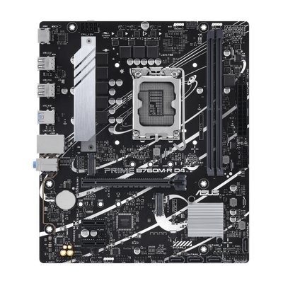Scheda madre Asus Prime B760M-R D4 - Supporto processori Intel Socket 1700 12a, 13a e 14a Gen Intel Core - Ram 2x DDR4 - Hdmi - RAID 0,1,5,10 - 8x Usb3.2 / 2x Usb2.0 - GLan - Audio HD - Micro-ATX