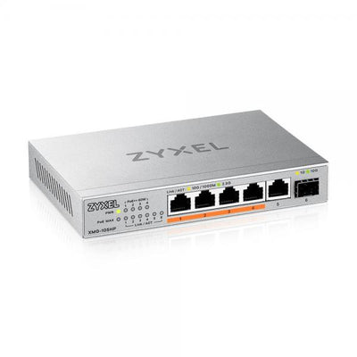 Zyxel XMG-105HP Non gestito 2.5G Ethernet [100/1000/2500] Supporto Power over Ethernet [PoE] Argento (XMG-105 5 PORT 10/25G MULTIGIG - POE++ SWITCH UNMANAGED)