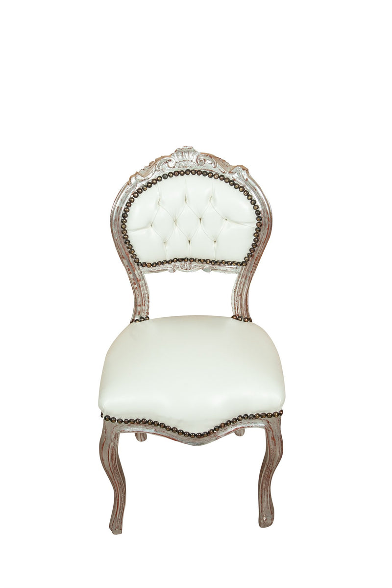 Biscottini Sedia stile francese Luigi XVI in legno massello di faggio poltroncina XVI,