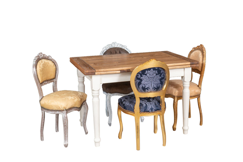 Biscottini Sedia stile francese Luigi XVI in legno massello di faggio poltroncina XVI,