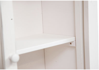 Biscottini Vetrina Credenza Country in legno massello di tiglio finitura bianca anticata L68xPR25xH130 cm. Made in Italy