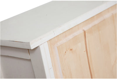 Biscottini Vetrina Credenza Country in legno massello di tiglio finitura bianca anticata L68xPR25xH130 cm. Made in Italy