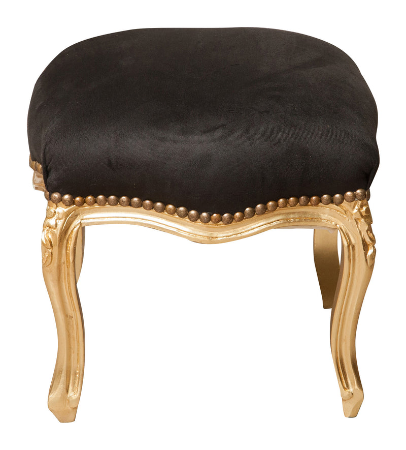 Biscottini Panchetto poggiapiedi stile francese Luigi XVI in legno massello di faggio XVI,