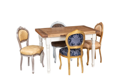 Biscottini Sedia poltroncina stile francese Luigi XVI in legno massello di faggio finitura oro e blu