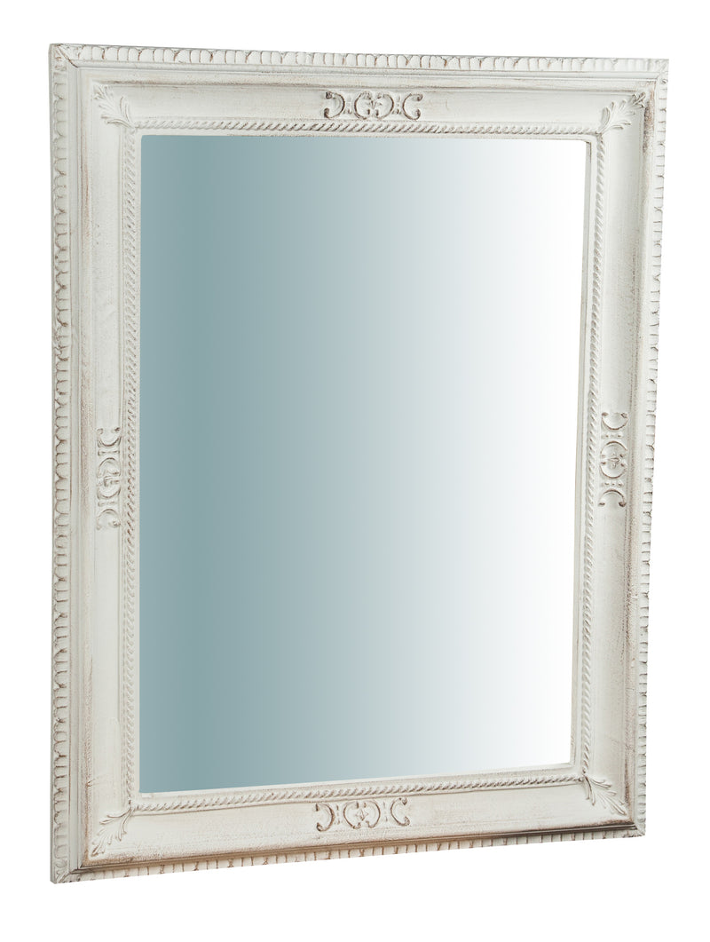 Biscottini Specchiera da parete verticale/orizzontale in legno finitura bianco anticato L67xPR4,5xH87 cm Made in Italy