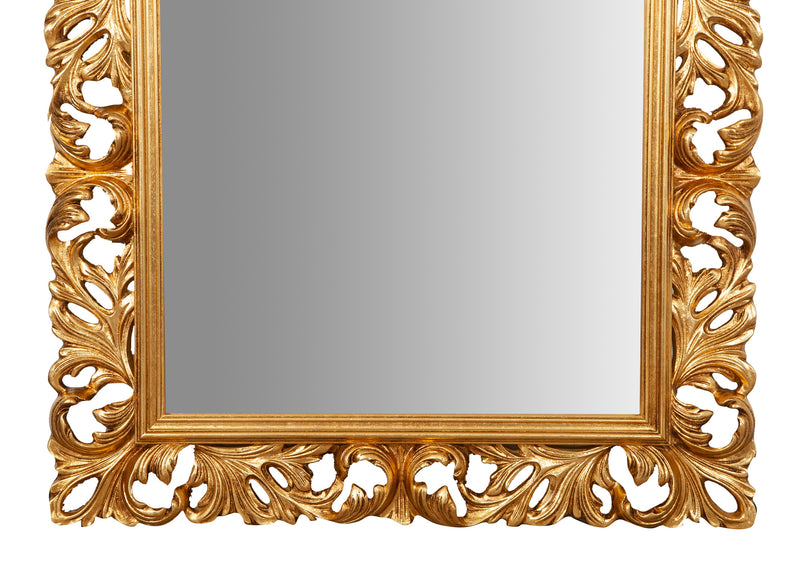 Biscottini SPECCHIERA DA PARETE IN LEGNO FINITURA FOGLIA FOGLIA ORO ANTICATO MADE IN ITALY