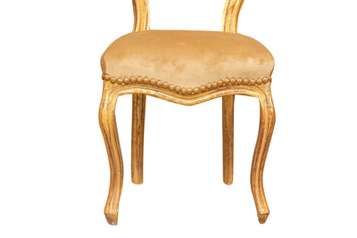 Biscottini Sedia poltroncina stile francese Luigi XVI in legno massello di faggio finitura oro