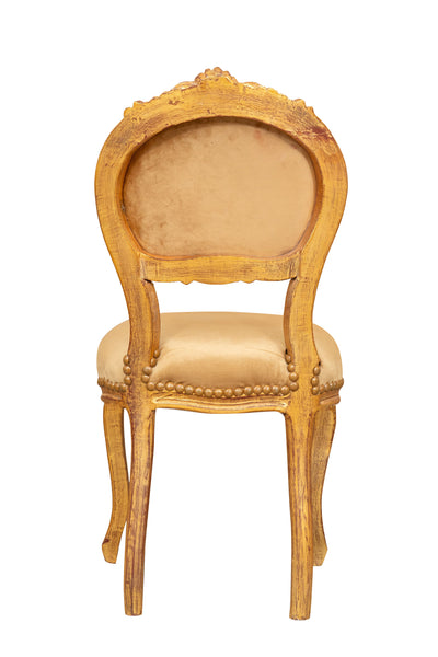 Biscottini Sedia poltroncina stile francese Luigi XVI in legno massello di faggio finitura oro