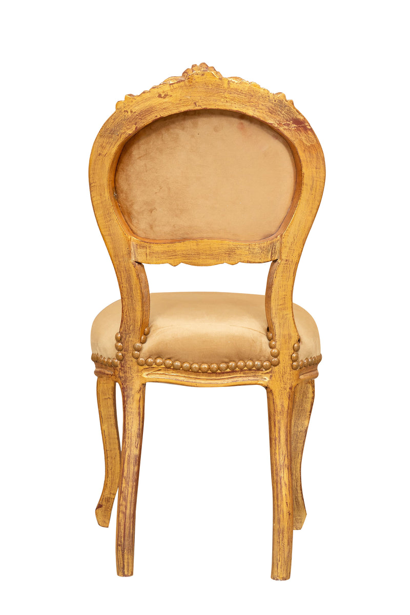 Biscottini Sedia poltroncina stile francese Luigi XVI in legno massello di faggio finitura oro