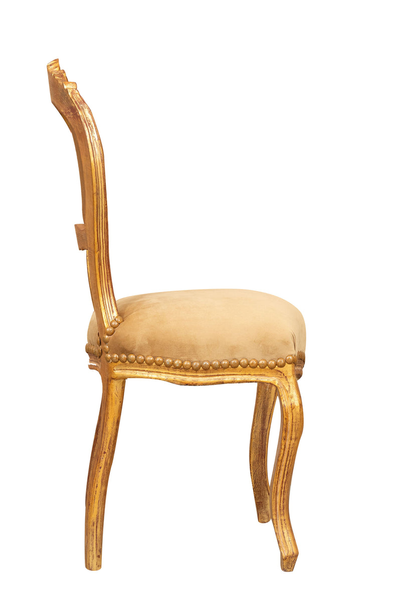 Biscottini Sedia poltroncina stile francese Luigi XVI in legno massello di faggio finitura oro