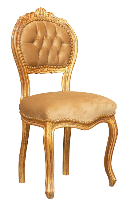 Biscottini Sedia poltroncina stile francese Luigi XVI in legno massello di faggio finitura oro