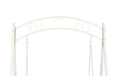 Biscottini Dondolo a due posti in ferro battuto finitura bianca anticata L198xPR100xH220 cm