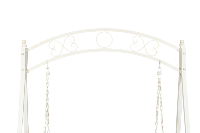 Biscottini Dondolo a due posti in ferro battuto finitura bianca anticata L198xPR100xH220 cm