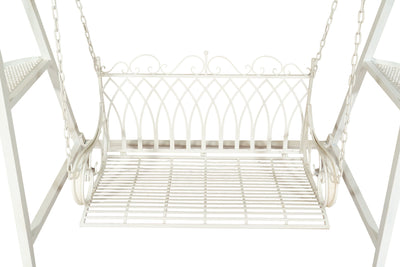 Biscottini Dondolo a due posti in ferro battuto finitura bianca anticata L198xPR100xH220 cm