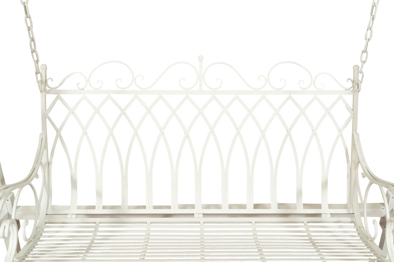 Biscottini Dondolo a due posti in ferro battuto finitura bianca anticata L198xPR100xH220 cm