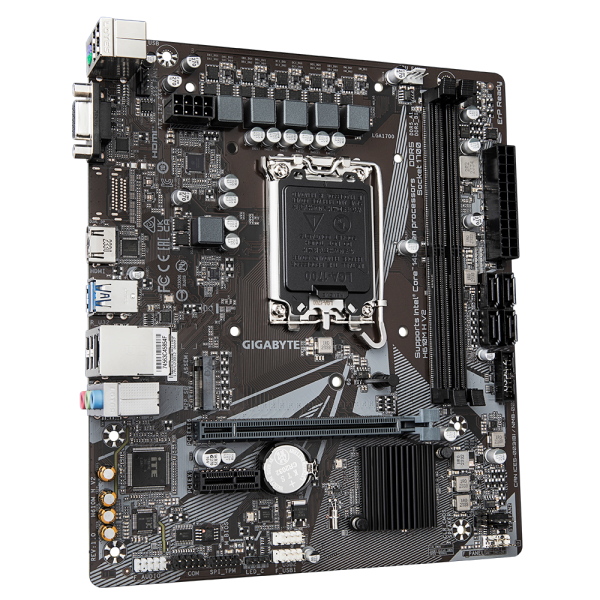 GIGABYTE H610M H V2 Scheda madre - Supporta processori Intel Core 14th CPUs, 4+1+1 Hybrid Digital VRM, up to 5600MHz DDR5, 1xPCIe 3.0 M.2, GbE LAN, USB 3.2 Gen 1 (GIGABYTE 1700 H610M H V2 D5 M-ATX)