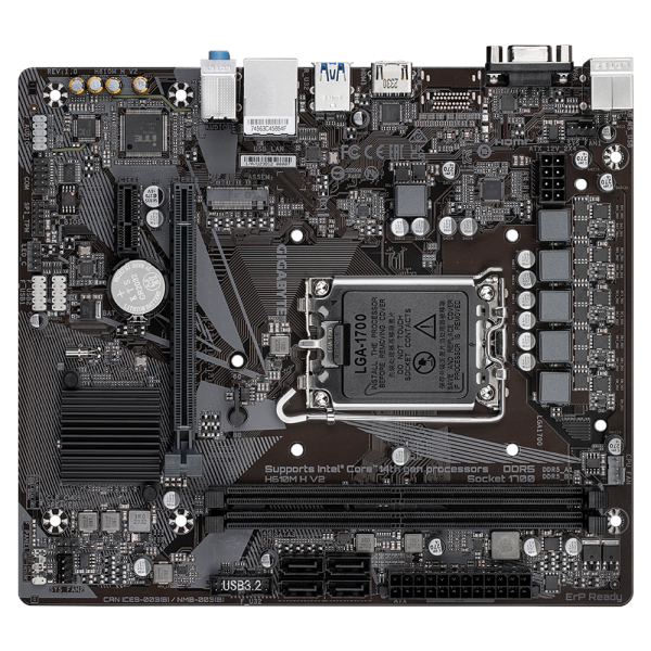 Gigabyte H610M H V2 - 1.0 - scheda madre - micro ATX - socket LGA1700 - chipset H610 - USB 3.2 Gen 1 - Gigabit LAN - grafica integrata (CPU richiesta)