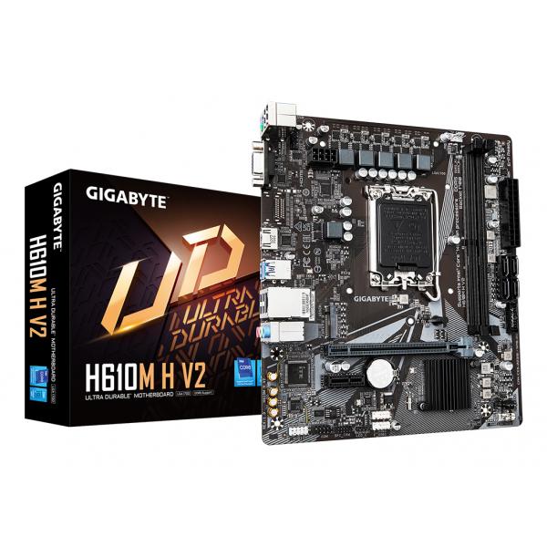 Gigabyte H610M H V2 - 1.0 - scheda madre - micro ATX - socket LGA1700 - chipset H610 - USB 3.2 Gen 1 - Gigabit LAN - grafica integrata (CPU richiesta)