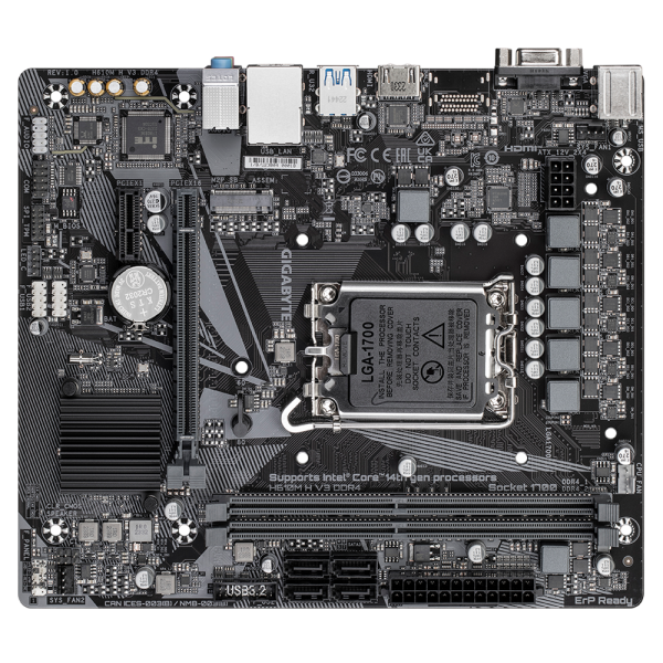 Gigabyte H610M H V3 DDR4 - 1.0 - scheda madre - micro ATX - socket LGA1700 - chipset H610 - USB 3.2 Gen 1 - Gigabit LAN - grafica integrata (CPU richiesta)