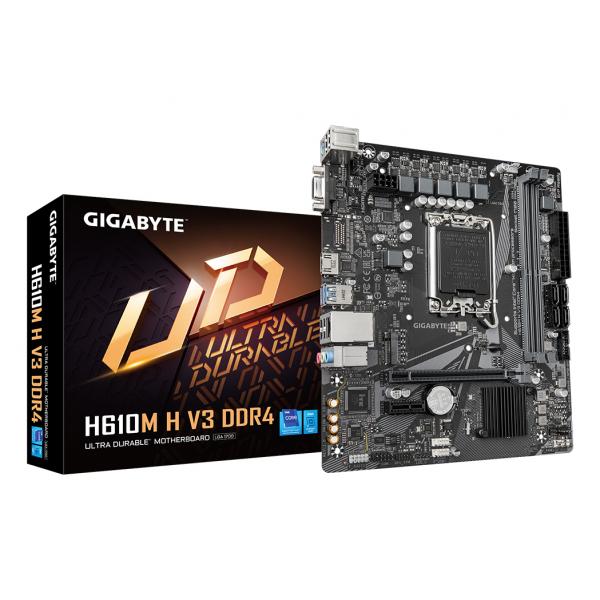 Gigabyte H610M H V3 DDR4 - 1.0 - scheda madre - micro ATX - socket LGA1700 - chipset H610 - USB 3.2 Gen 1 - Gigabit LAN - grafica integrata (CPU richiesta)
